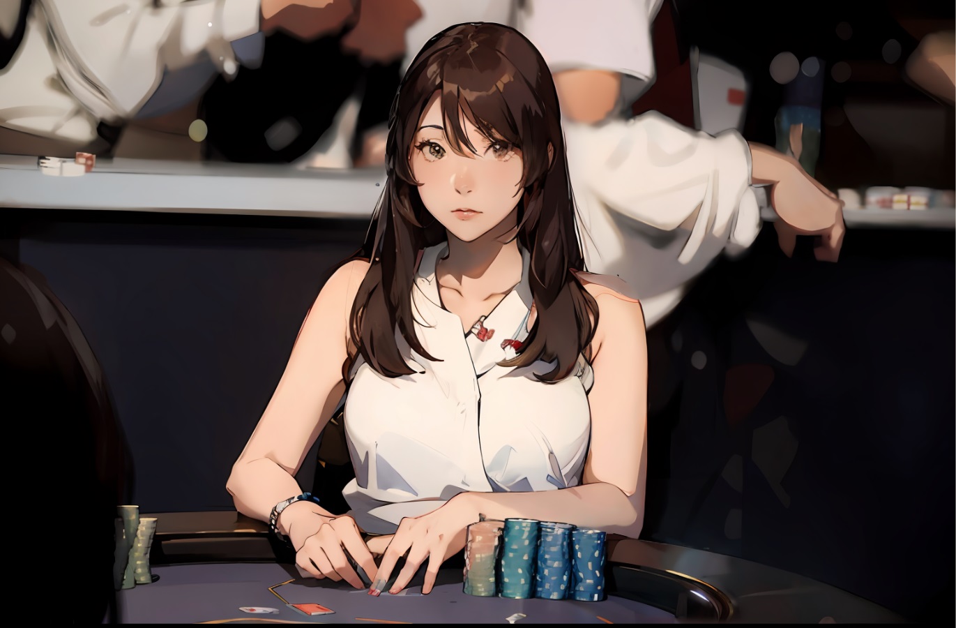 World Series Of Poker：LADIES Championshipでプレーする岡本詩菜のイメージイラスト | BETLIFE